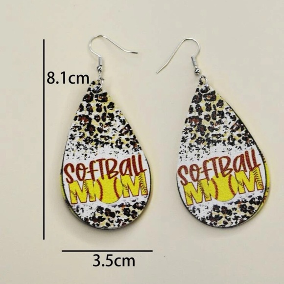 New Softball Mom Sport Water Drop Earrings - Picture 2 of 3